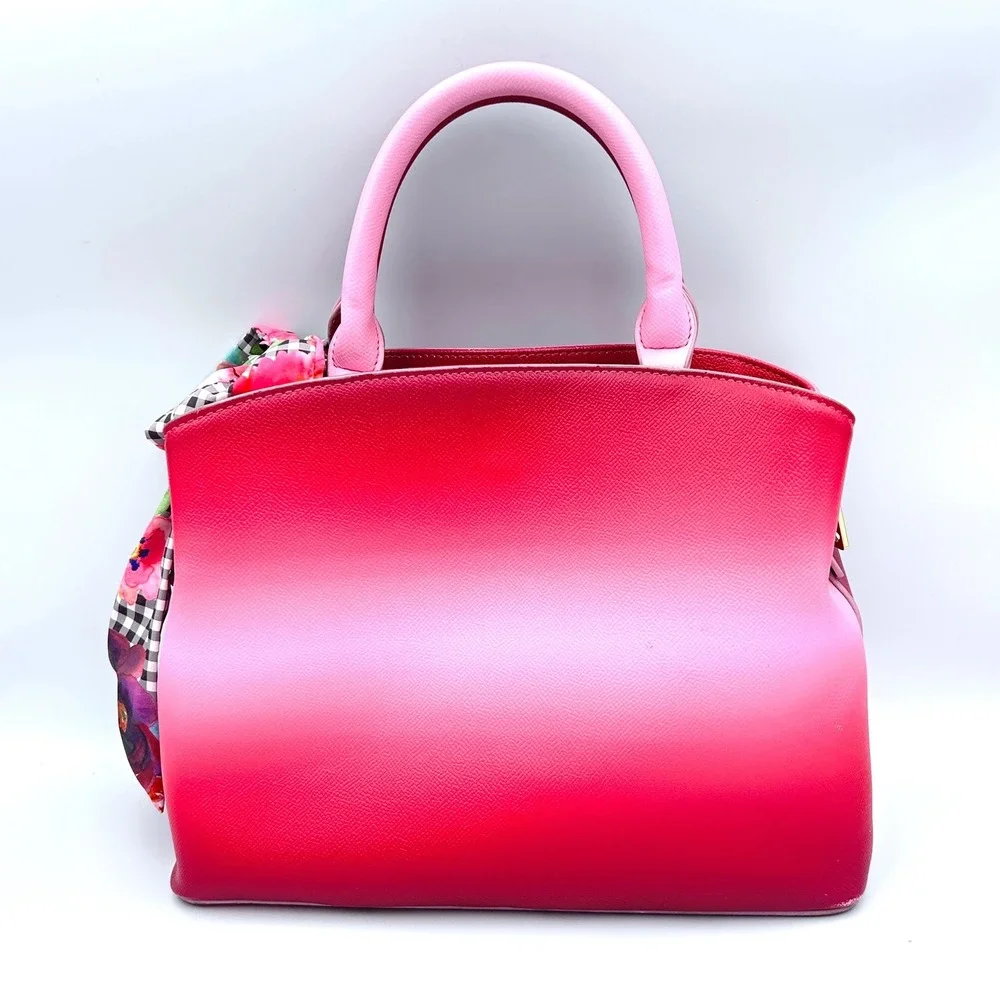 Betsey Johnson Ombre Pink Satchel Bag Women Faux Leather Medium Pink Barbiecore